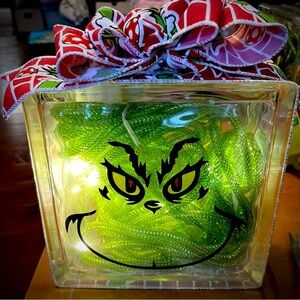 Grinch Decorative Glass Block